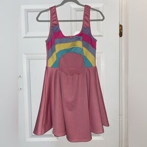 Dolls Kill Sugar Thrillz Pink Rainbow Cut Out Dress